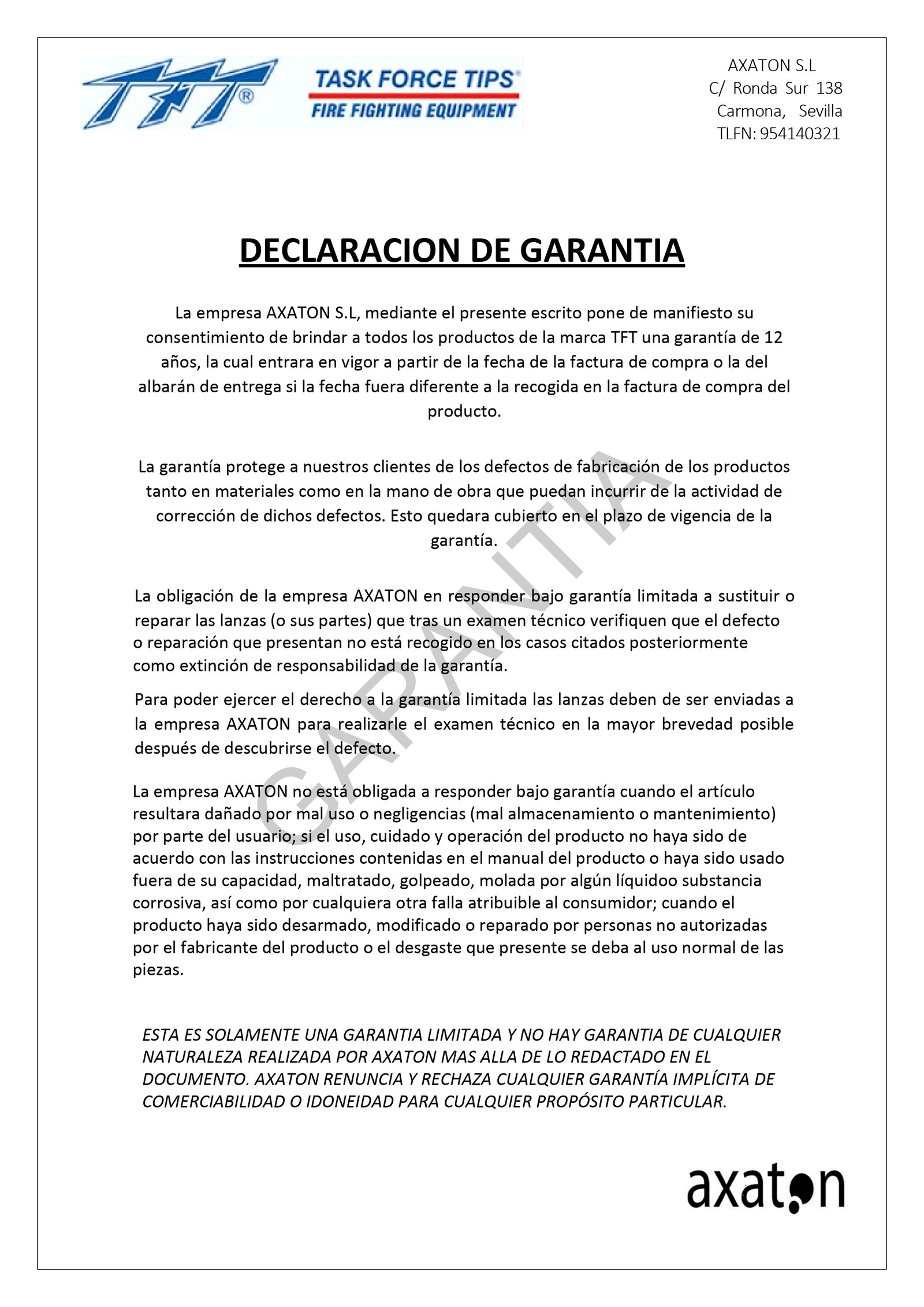 Garantía TFT