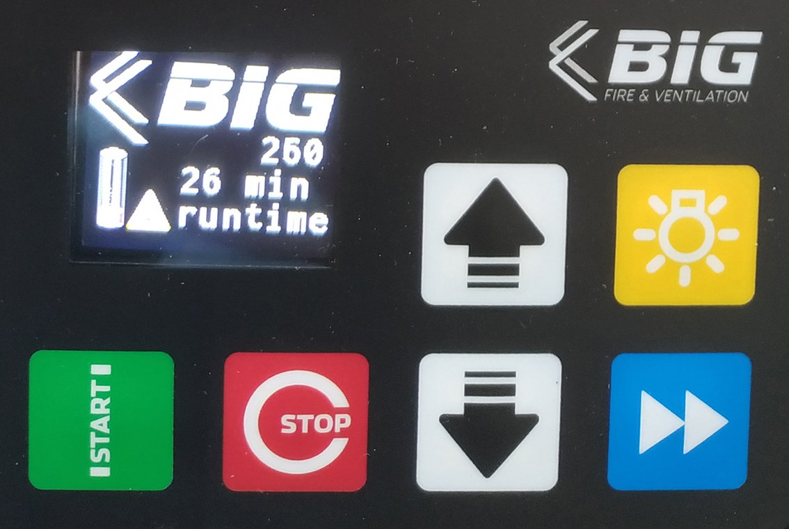 OPCIONES DE LA PANTALLA DEL VENTILADOR CON BATERIA